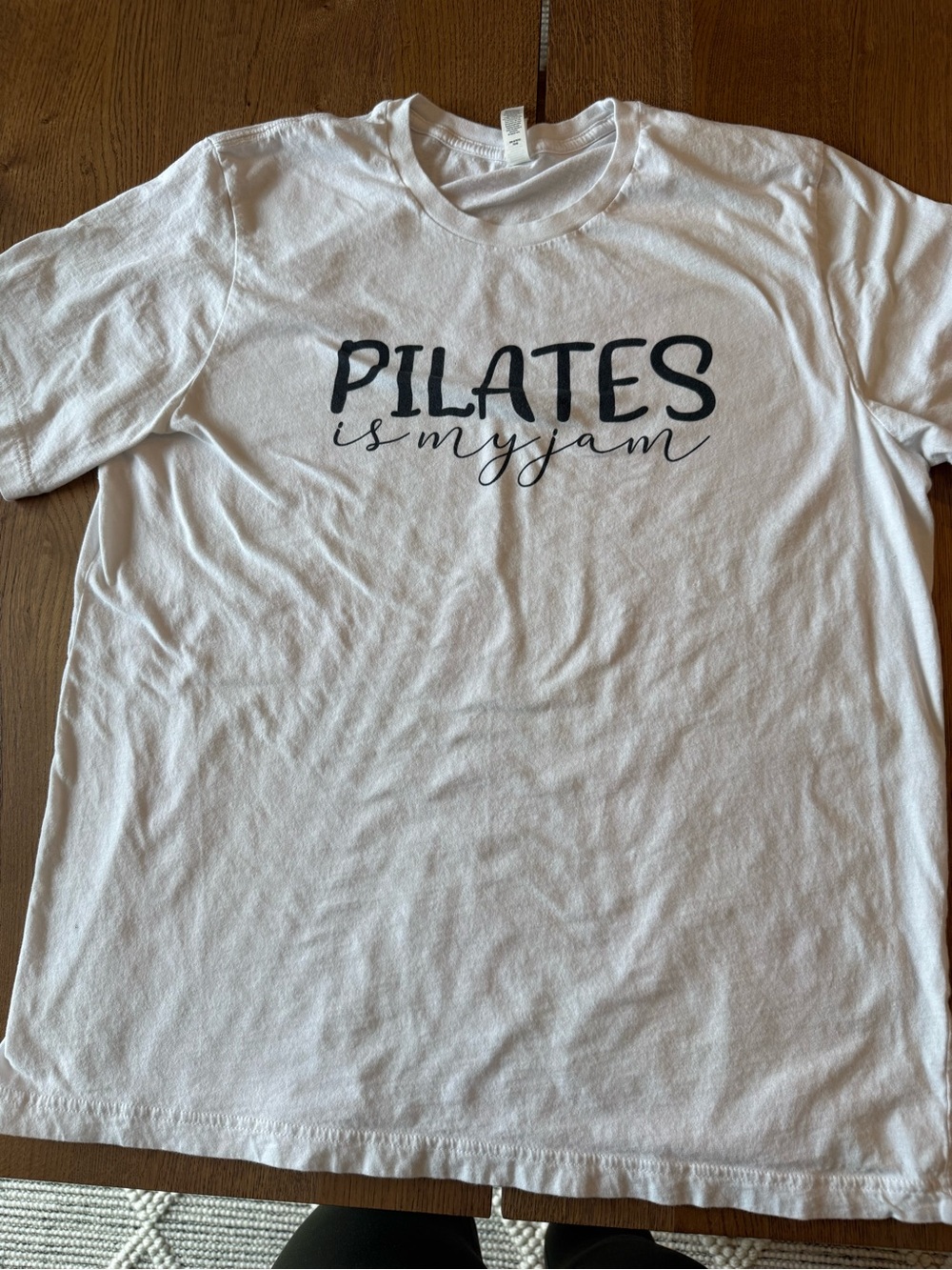 White Tee with Black "PILATES is my jam" Print